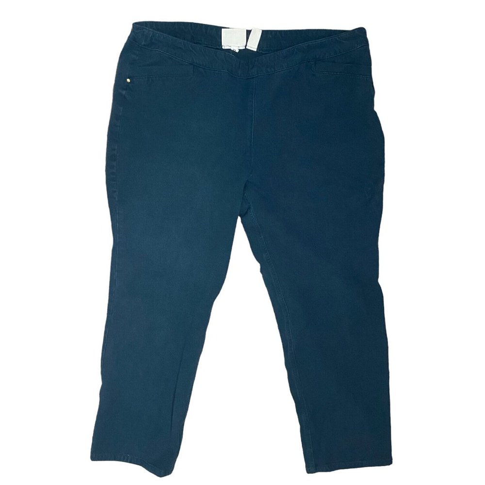 Chicos So Slimming Madison Denim Jeans Straight Leg Pull On Green Size 3 US 16